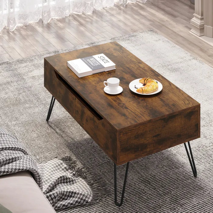 Moderna dvižna klubska mizica s prostorom za shranjevanje