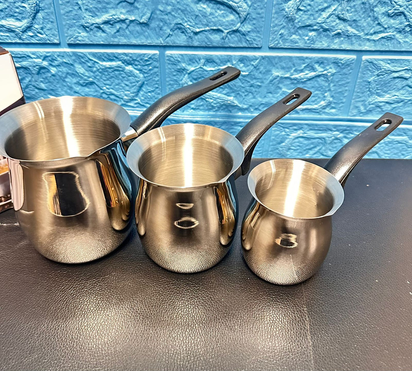 KOMPLET 3 KAVNIH GRELNIKOV IZ NERJAVEČEGA JEKLA 200/400/600 ml