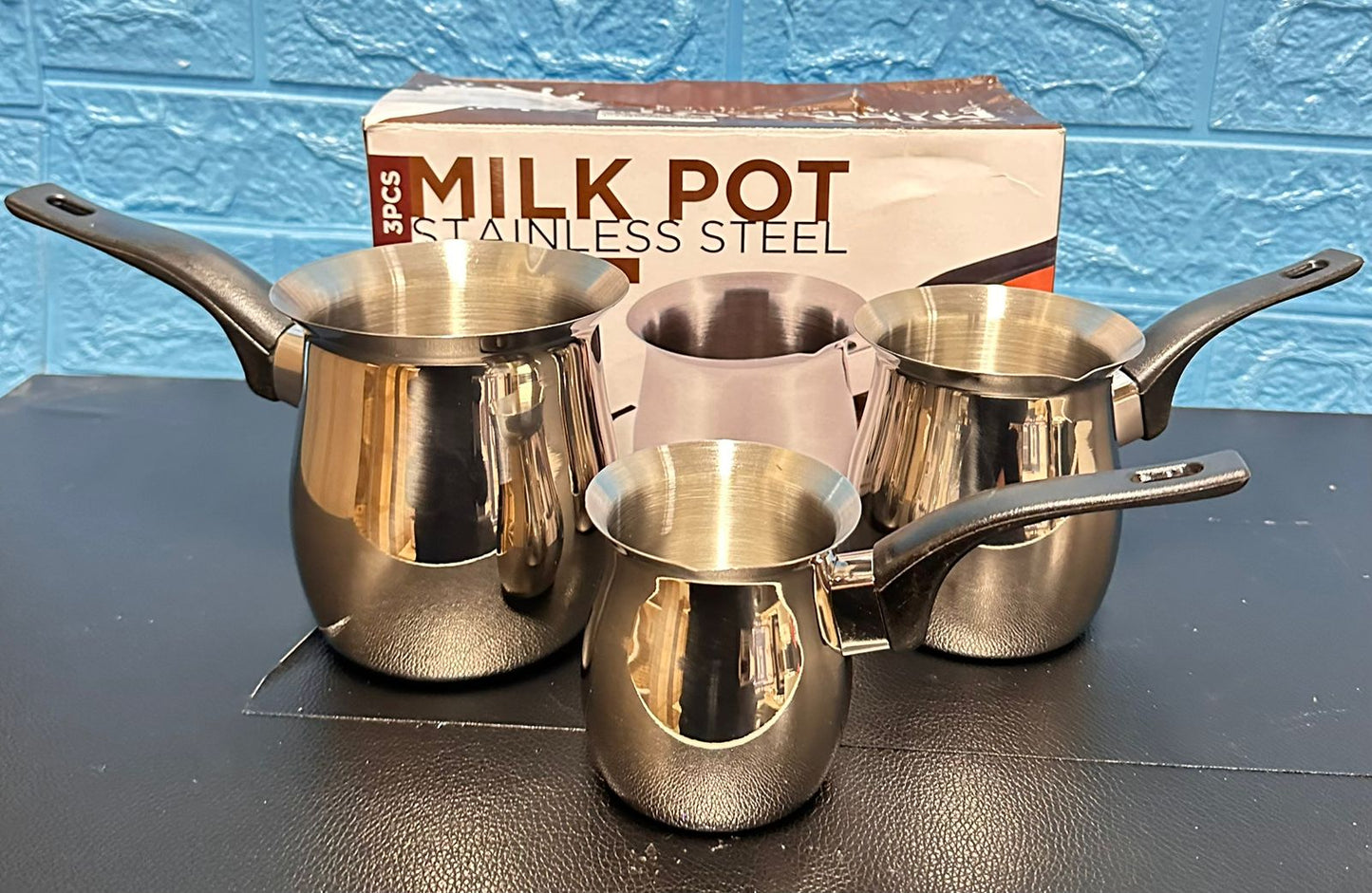 KOMPLET 3 KAVNIH GRELNIKOV IZ NERJAVEČEGA JEKLA 200/400/600 ml