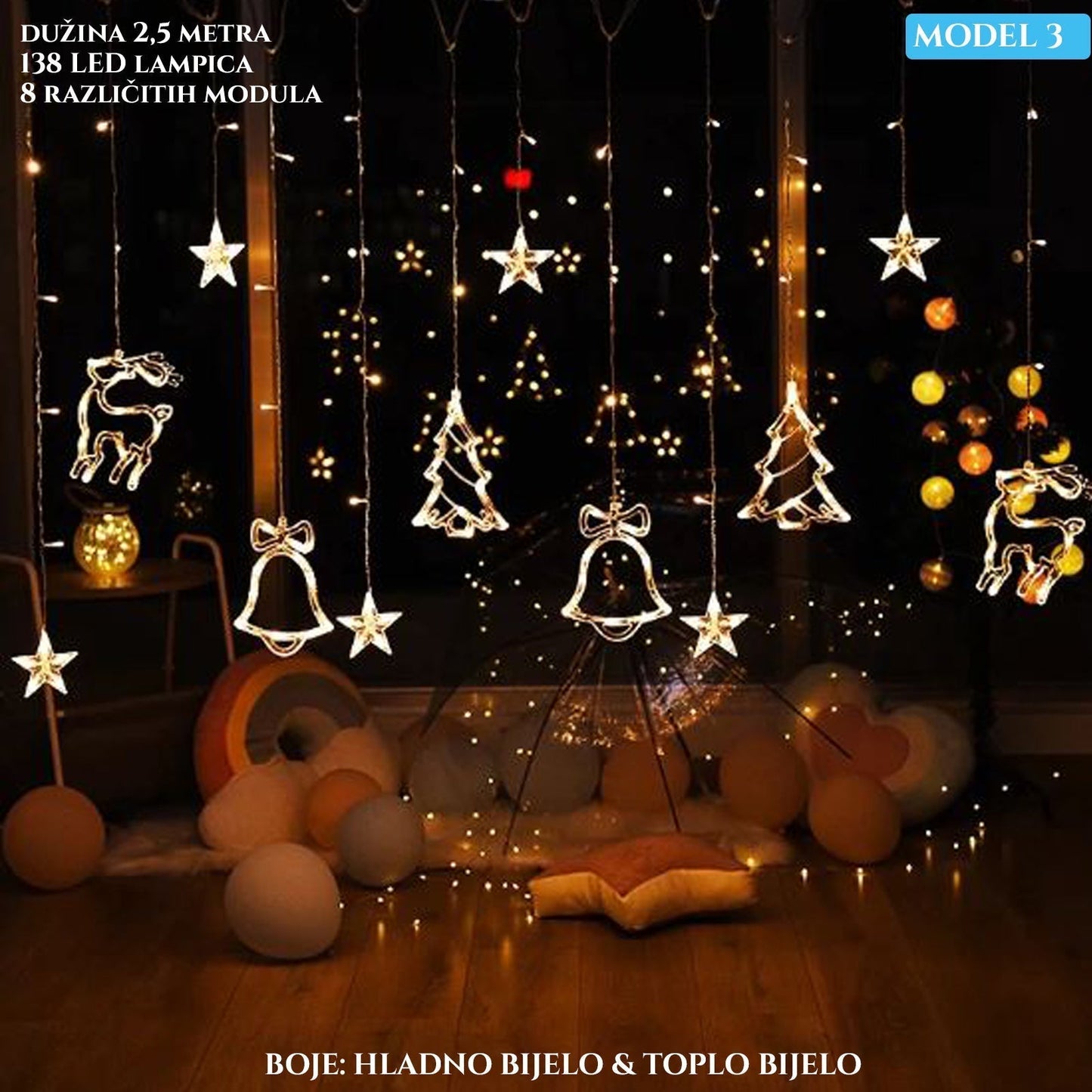 Učinkovita LED božična svetlobna zavesa