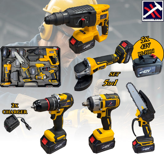 HAMMER TOOLS 5 v 1 set - 5 baterij 42V