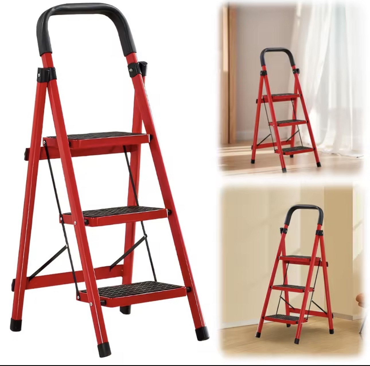 Premium zložljive aluminijaste lestve - 3 stopnice