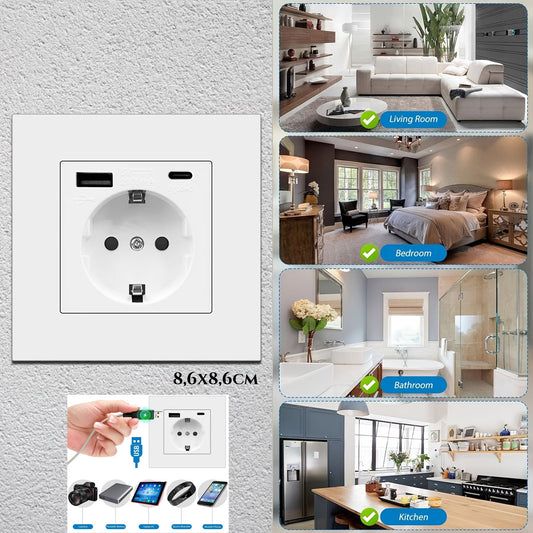 Dvojna stenska vtičnica (USB + C)